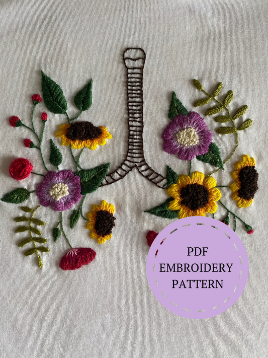 Embroidery Pattern - Floral Lungs - ENGLISH